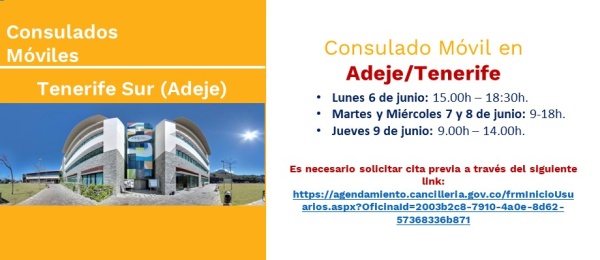 Consulado Móvil en Adeje/Tenerife del 6 al 8 junio de 2022