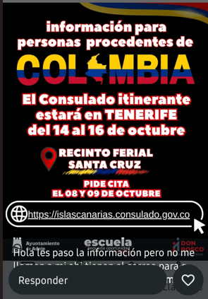 INFORMACIÓN NO AUTORIZADA POR EL CONSULADO DE COLOMBIA EN LAS PALMAS DE GRAN CANARIA