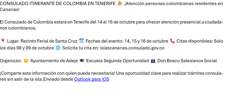 INFORMACIÓN NO AUTORIZADA POR EL CONSULADO DE COLOMBIA EN LAS PALMAS DE GRAN CANARIA